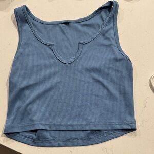 Blue Ribbed Tank Top